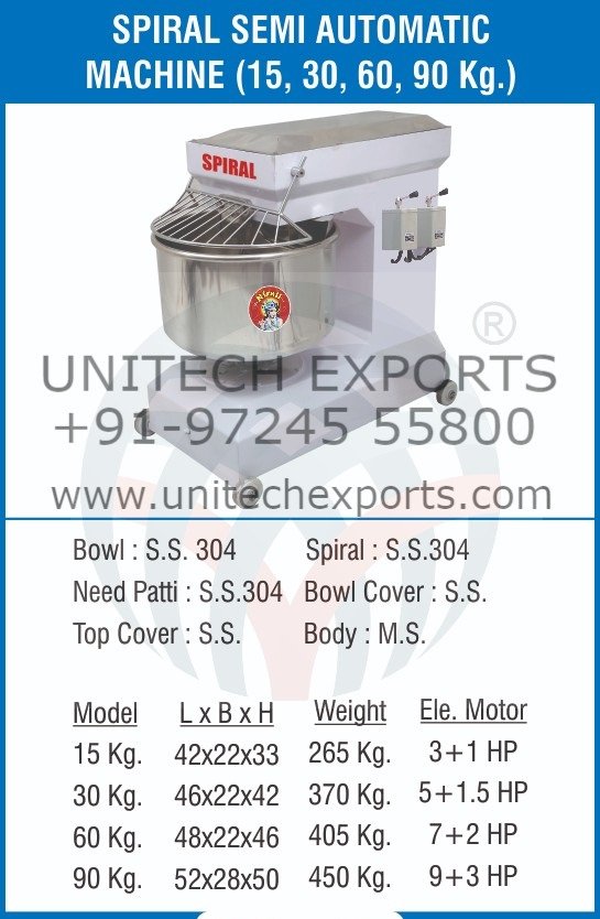 Spiral Mixer Machine (Semi-Automatic)